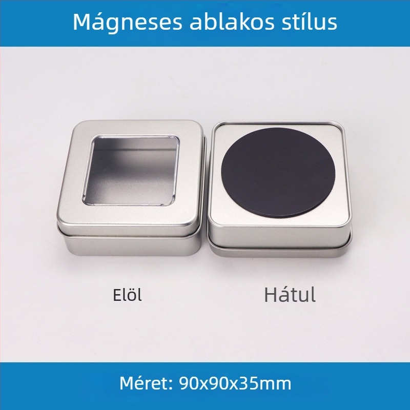 Négyzet alakú mágneses fémdoboz konyhai tároláshoz – cukorka, tea, szárított gyümölcsök