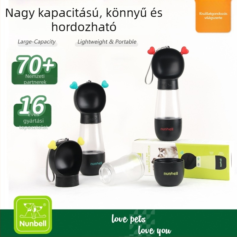 Nunbell Hordozható kutya vízpalack – Utazó pohár háziállatok számára, szivárgásmentes