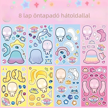 8 bájos, cserélhető matricaanyag papír babák öltöztetéséhez, dekorat jegyzetfüzetekhez és DIY irodai dobozokhoz