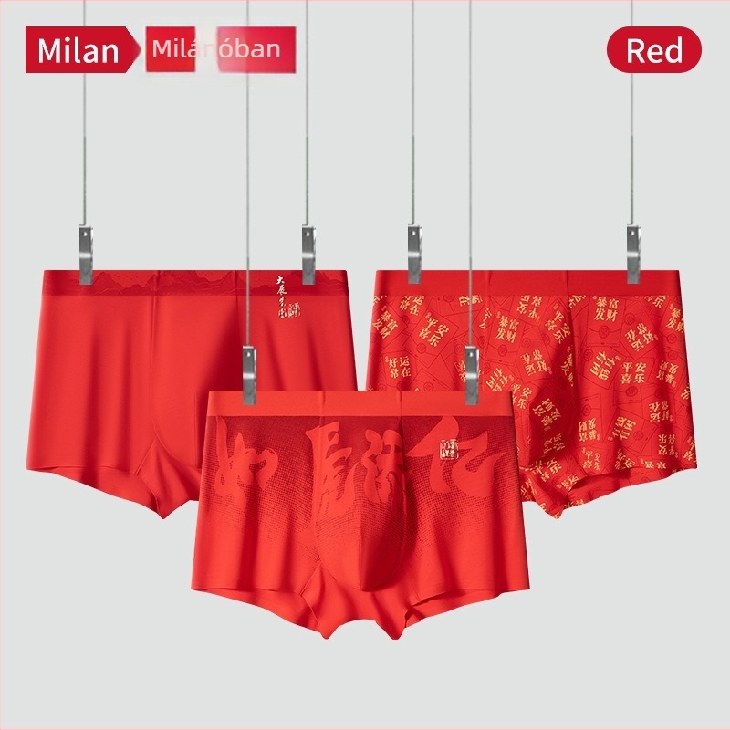 Milan 2026 új stílusú férfi boxer brief 60S modal, piros, antibakteriális, középmagas derekú, varrat nélküli