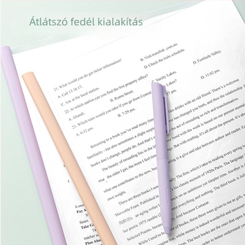 Deli A4-es vastagított karcsipeszes irattartó mappa, színes csepp alakú, átlátszó dokumentum mappa
