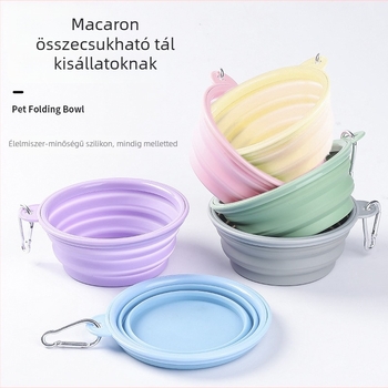 Szilikon összecsukható víz- és etetőtál háziállatoknak – kültéri használatra, pasztell színek