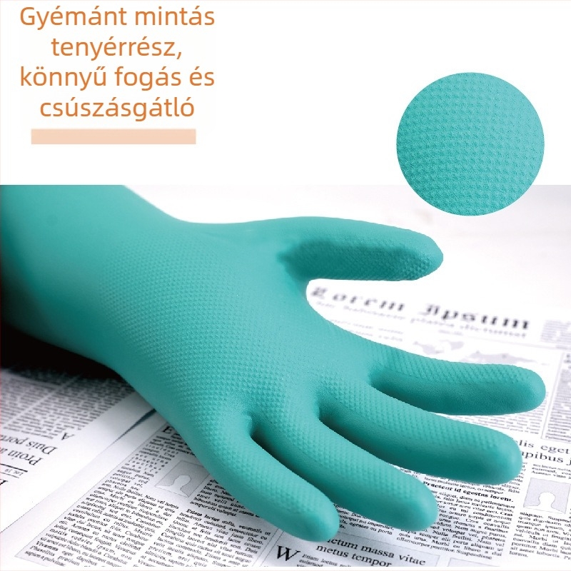 Olajálló nitril kesztyűk ipari felhasználásra, sav- és lúgálló, vastagított zöld nitril kesztyűk