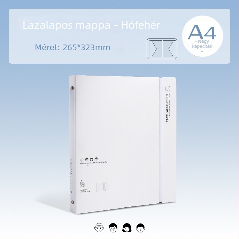 Tacotaco vízálló, átlátszó lazán lefűzhető mappa beilleszthető oldalakkal dokumentumok és vizsgamunkák számára