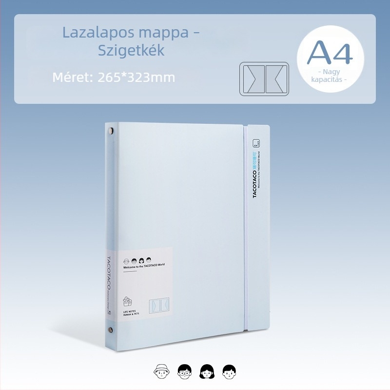 Tacotaco vízálló, átlátszó lazán lefűzhető mappa beilleszthető oldalakkal dokumentumok és vizsgamunkák számára