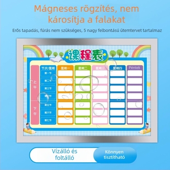 Mágneses tanmenet általános iskolásoknak — napi tanulási terv és önfegyelem-ellenőrző mágneses matrica