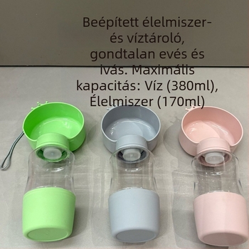 Kutyák és macskák számára hordozható víz- és ételadagoló pohár, 2 az 1-ben