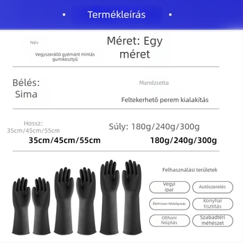 Gyémántmintás latex kesztyű sav- és lúgálló, vastagított kivitelben, korrózió- és vegyi ellenállás ipari felhasználásra