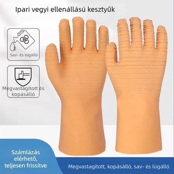 Spirál mintázatú latex kesztyű sav-bázis ellenálló, csúszásmentes, megvastagított, ipari vegyi anyagokra és korrózió ellen, tartós és vízálló