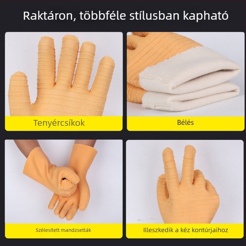 Spirál mintázatú latex kesztyű sav-bázis ellenálló, csúszásmentes, megvastagított, ipari vegyi anyagokra és korrózió ellen, tartós és vízálló