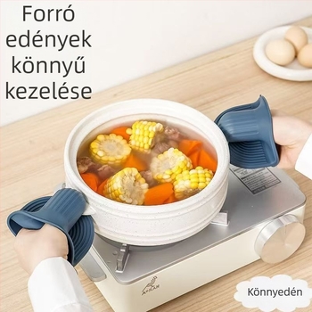 Sűrített szilikon hőálló konyhai kesztyűk, égési sérülések elleni védelemhez, mikrohullámú sütőhöz, légsütőhöz és sütőhöz.