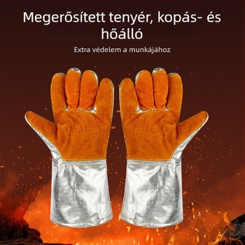 Alumíniumfóliából készített hőszigetelő kesztyűk, magas hőmérséklet-állóság, tűzálló, ipari felhasználású az olvasztáshoz, öt ujjs védelem, 1000°C-ig
