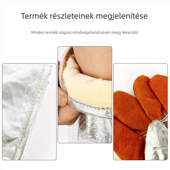 Alumíniumfóliából készített hőszigetelő kesztyűk, magas hőmérséklet-állóság, tűzálló, ipari felhasználású az olvasztáshoz, öt ujjs védelem, 1000°C-ig