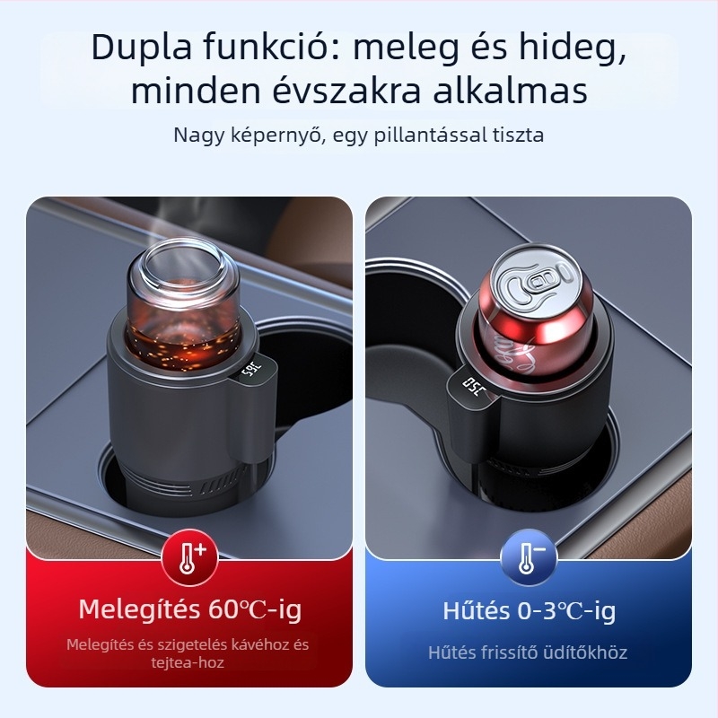 Autós termosz forró és hideg italokhoz, 12V melegítés, gyors hűtés – kettős funkciójú termosz autóhoz