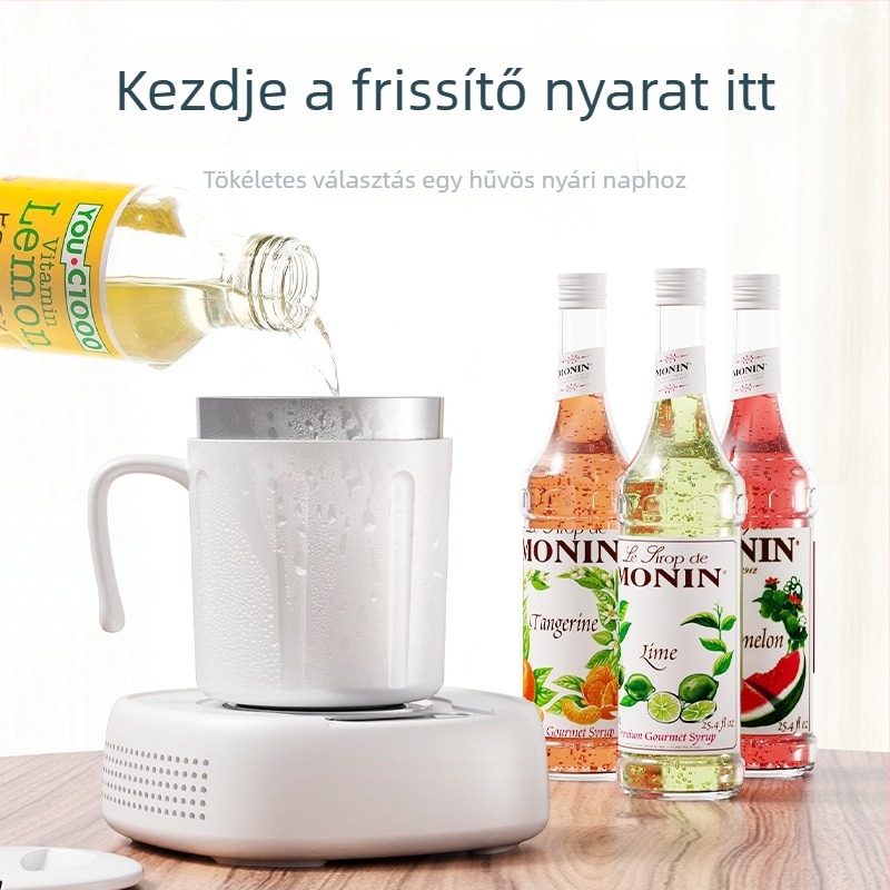 Hordozható italos pohár hűtéssel és melegítéssel, kettős funkciójú hőmérséklet-szabályozás, beépített fűtőelem