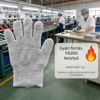 Égetés elleni kesztyű, hőálló 200°C-ig, mikrohullámú sütőhöz, BBQ-hoz és konyhai használatra