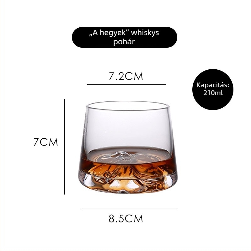 Japán stílusú kristályos whisky pohár Fuji-hegy látképpel, 201-300 ml