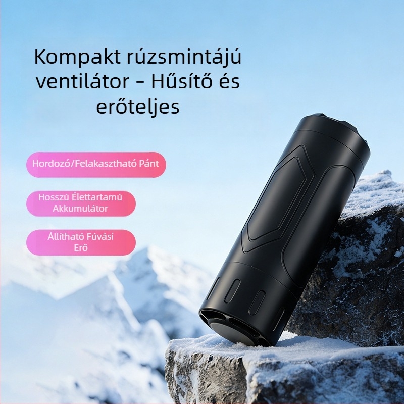 Rúzstílusú mini ventilátor nyakba akasztható és kézi használat módokkal, hordozható beépített akkumulátorral