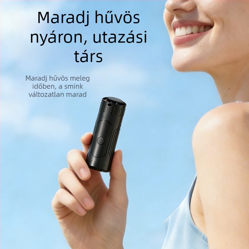 Rúzstílusú mini ventilátor nyakba akasztható és kézi használat módokkal, hordozható beépített akkumulátorral