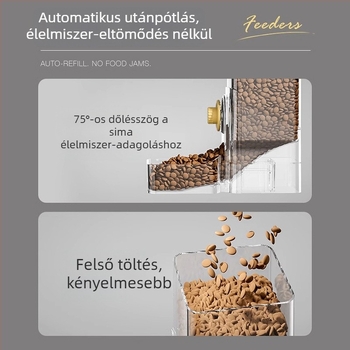 Automata etető és felakasztható itató macskáknak és kutyáknak, ketreccel kompatibilis
