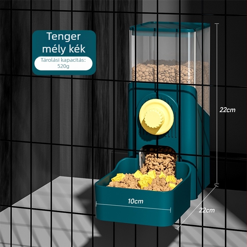 Automata etető és felakasztható itató macskáknak és kutyáknak, ketreccel kompatibilis