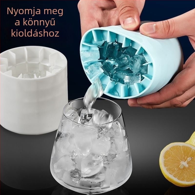 Szilikon jégkocka tálca hengeres dizájnal, mini jégvödör és tároló doboz