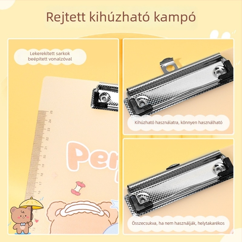 A4-es átlátszó akril klipboard diákoknak – egységes klip, 31,5 × 22 cm
