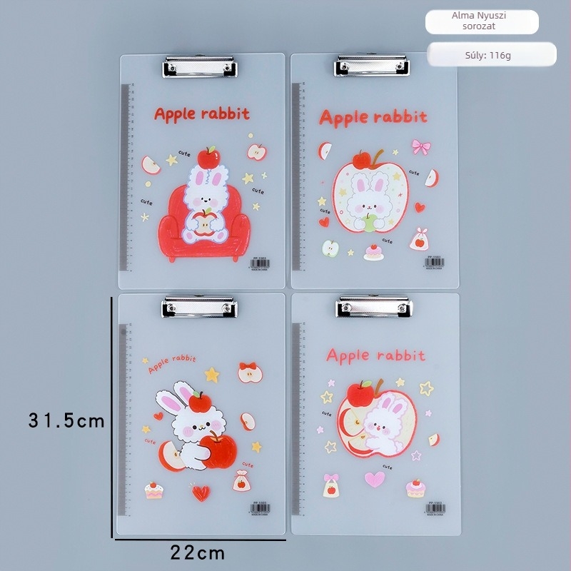 A4-es átlátszó akril klipboard diákoknak – egységes klip, 31,5 × 22 cm