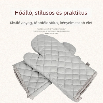Hosszú pamutból készült hőszigetelt sütőkesztyű, csúszásmentes felülettel, sütőben és mikróban használható