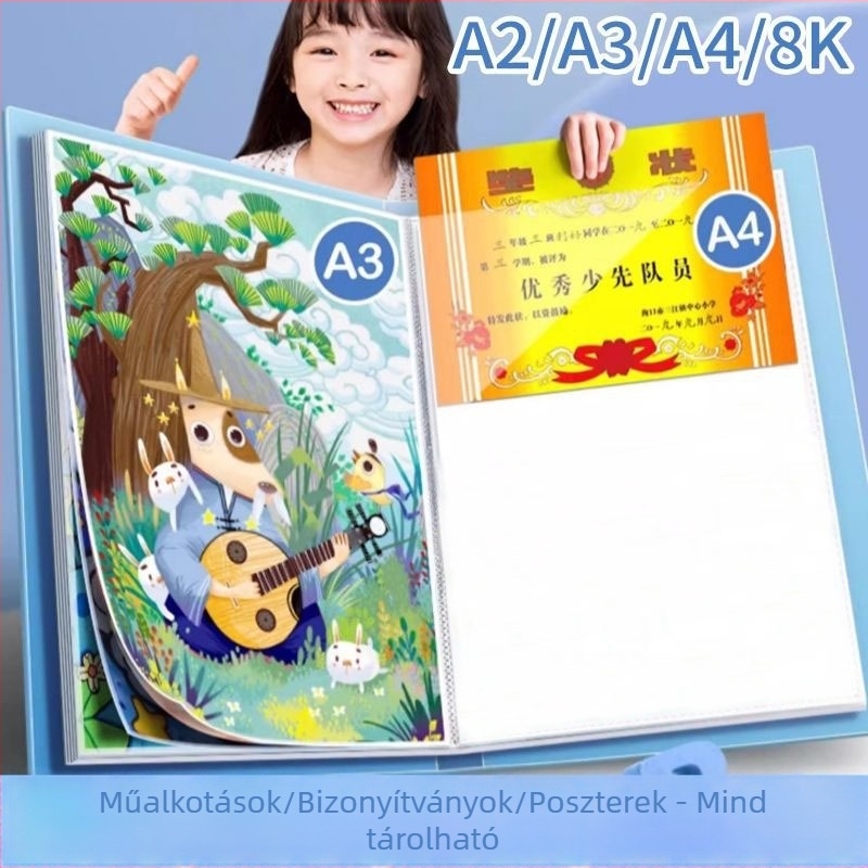 Gyerekeknek szóló művészeti album klipekkel az alkotásokhoz, A3/8K, 60 oldal, PP anyag, hordozható A3/A2 méret
