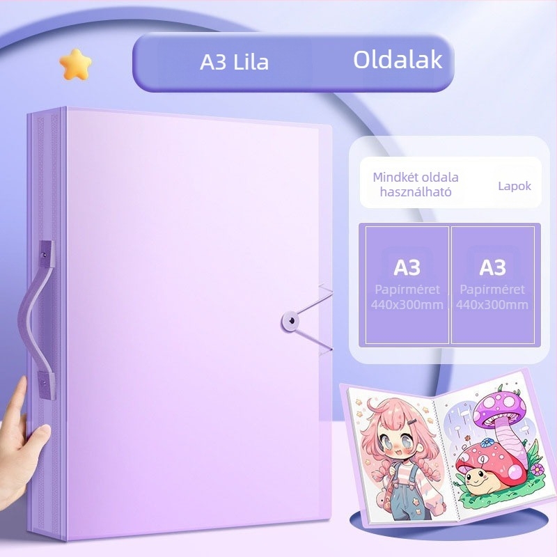 Gyerekeknek szóló művészeti album klipekkel az alkotásokhoz, A3/8K, 60 oldal, PP anyag, hordozható A3/A2 méret