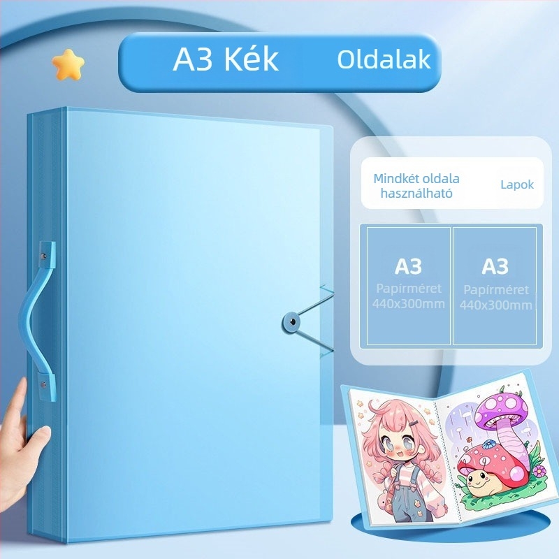 Gyerekeknek szóló művészeti album klipekkel az alkotásokhoz, A3/8K, 60 oldal, PP anyag, hordozható A3/A2 méret