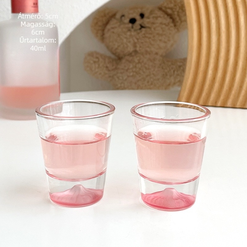 Fuji-hegy mintás mini szaké pohár szett, japán stílusú shochu poharak, egy kortyos pohár