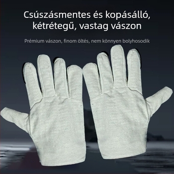 Vászon kesztyű hegesztéshez, védő, csúszásmentes, kopásálló, vastagított, dupla rétegű