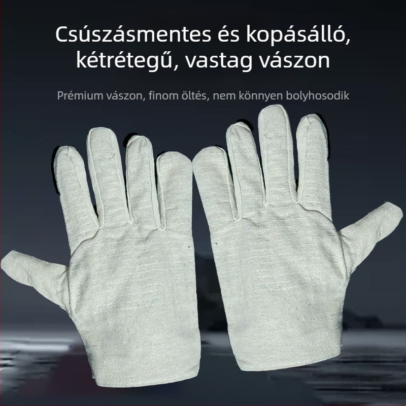 Vászon kesztyű hegesztéshez, védő, csúszásmentes, kopásálló, vastagított, dupla rétegű