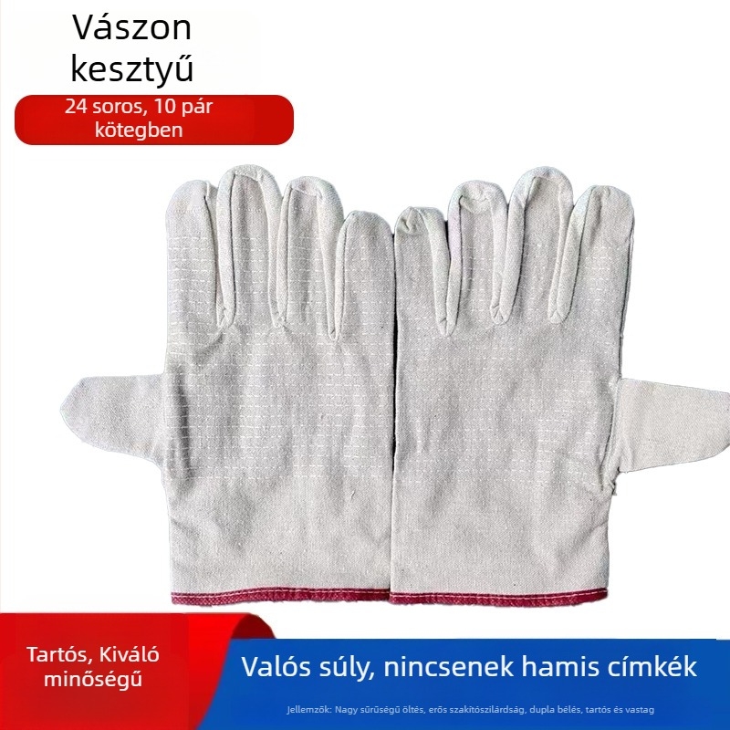 Vászon kesztyű hegesztéshez, védő, csúszásmentes, kopásálló, vastagított, dupla rétegű