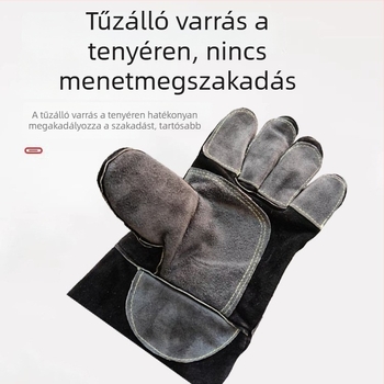 60 cm hosszú, vastagított tehénbőr hegesztőkesztyűk, hőálló és magas hőmérséklet-állóságú, védő és kopásálló munka kesztyűk hegesztők számára