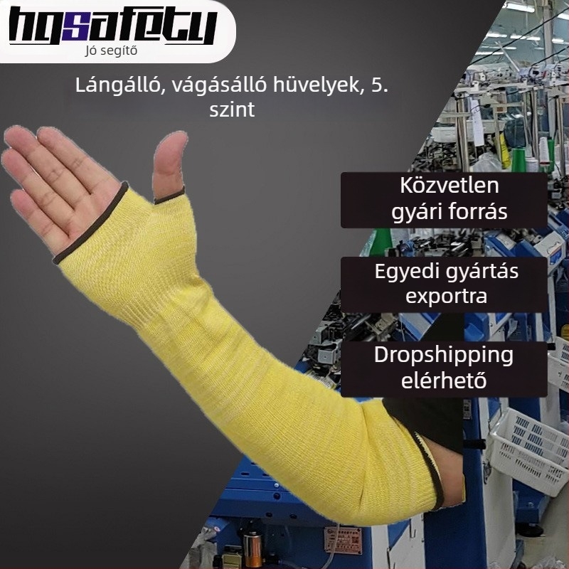Hosszú hegesztő karvédő ujjvédő aramid szálból, lángálló, vágás- és égés elleni védelem.