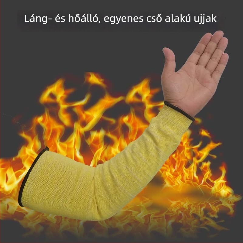 Hosszú hegesztő karvédő ujjvédő aramid szálból, lángálló, vágás- és égés elleni védelem.