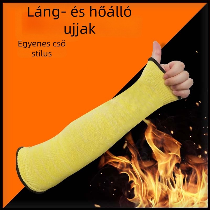 Hosszú hegesztő karvédő ujjvédő aramid szálból, lángálló, vágás- és égés elleni védelem.
