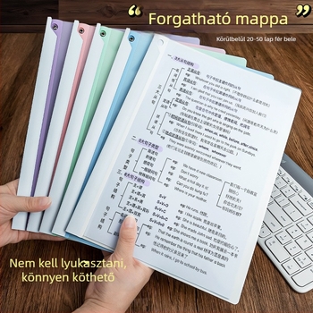 A4-es papírhoz forgó karos mappa, műanyag dokumentumklip és iratrendező