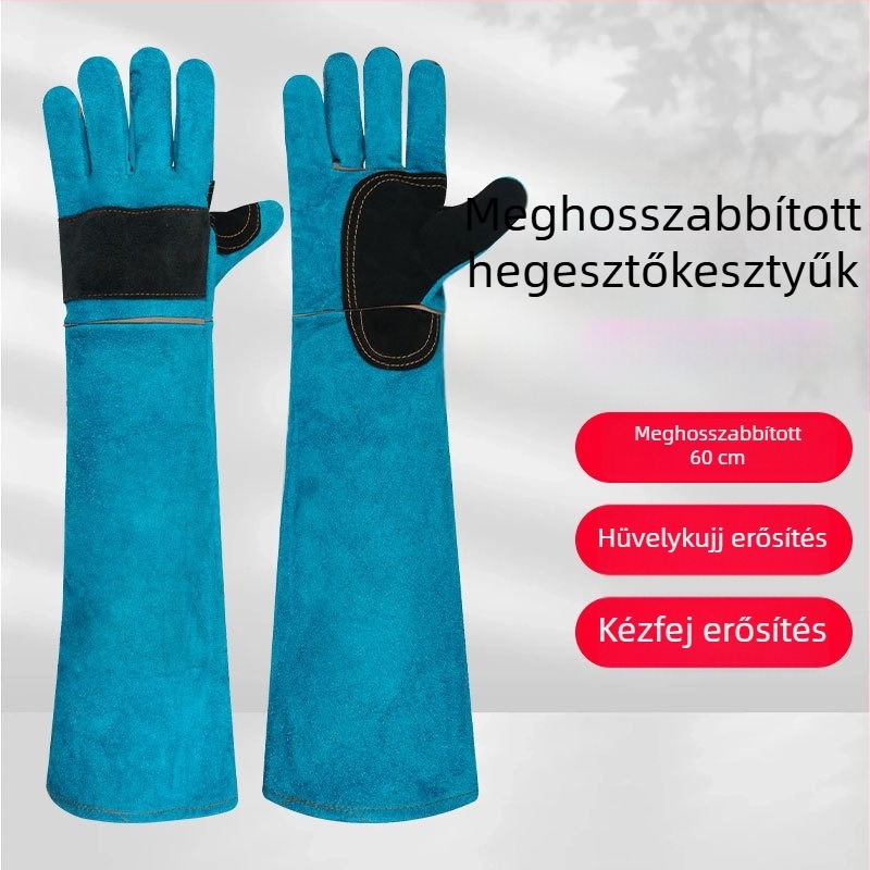 60 cm-es marhabőr védőkesztyűk, megerősítettek, kutyák edzéséhez és védelem a háziállatok harapásai és macska karmolásai ellen