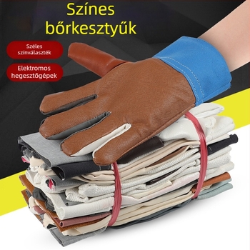 Vastagított rövid műbőr hegesztő kesztyűk — kopás- és olajálló, munkavédelmi célokra; alkalmas gépek kezelésére és ívhegesztésre.