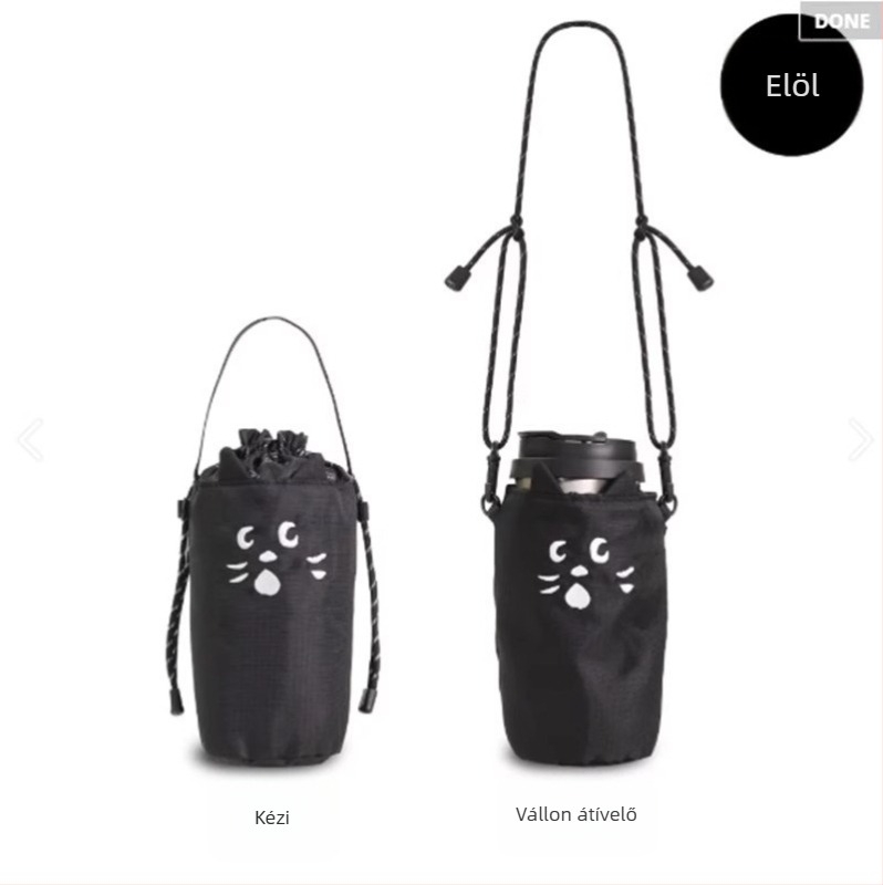 Macskafülös crossbody palacktáska pohártartóval, kreatív és aranyos dizájn, fröccsenésbiztos