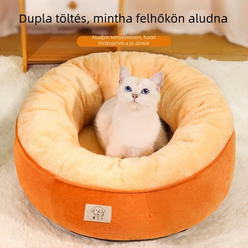 Minden évszak macska- és kistestű kutyaház, téli meleggel, fél-nyitott kialakítás, vastagított dizájn