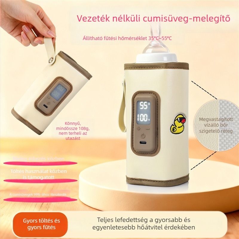 Hordozható cumisüveg szigetelő tok, termosztatikus táska, univerzális tejmelegítő, újratölthető kézi melegítő