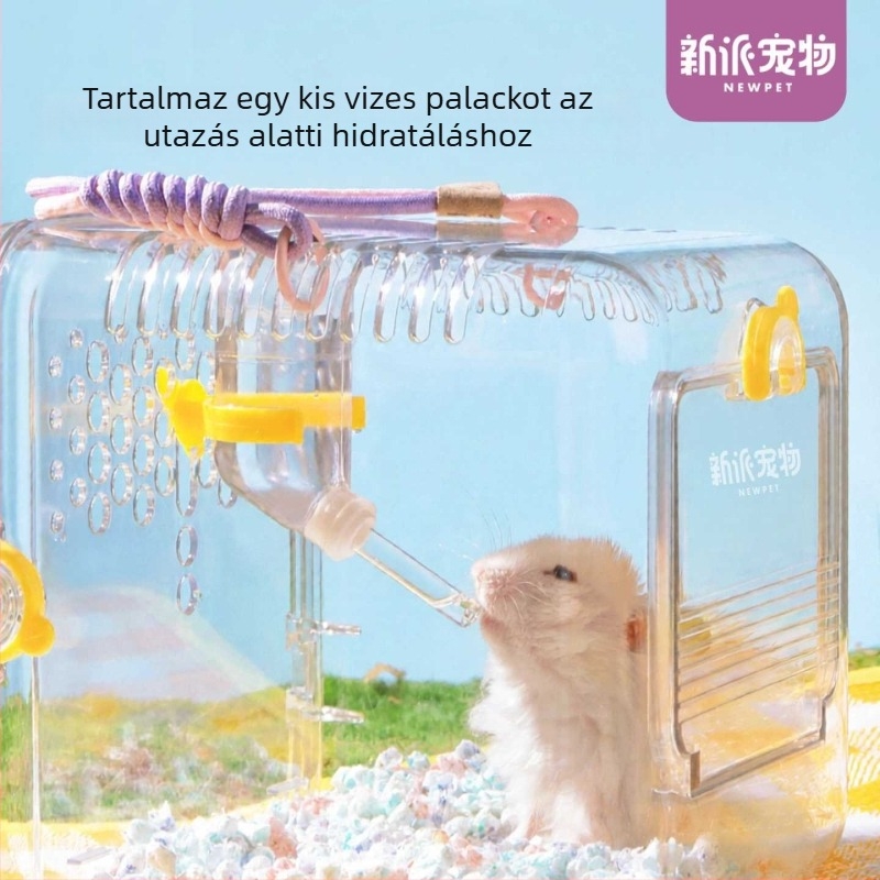 Átlátszó akril szállító ketrec hamstereknek, külső használatra, harapásálló és kopásálló, kisállatok és más apró háziállatok számára