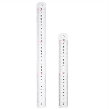 Rozsdamentes acél és alumínium ötvözetű vonalzó készlet, 15/20/30 cm, kétoldalas skála, irodai fém vonalzó