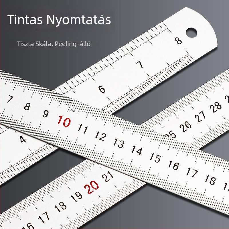 Rozsdamentes acél és alumínium ötvözetű vonalzó készlet, 15/20/30 cm, kétoldalas skála, irodai fém vonalzó