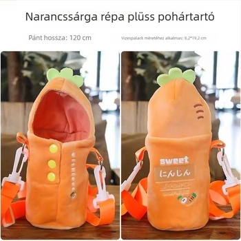 Plüss anyagú termosz- és pohártok keresztpánttal